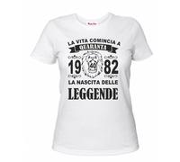 t-shirt donna scritta 40 anni 1982 leggende leone compleanno coscritti eta'