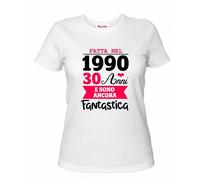 t-shirt donna scritta fatta nel 1990 30 anni e sono ancora fantastica compleanno