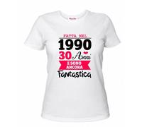 t-shirt donna scritta fatta nel 1990 30 anni e sono ancora fantastica compleanno
