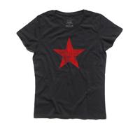 T-SHIRT donna STELLA ROSSA antichizzata RIVOLUZIONE red star vintage