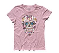 T-shirt donna TESCHIO MESSICANO antichizzato mexican skull tattoo old school
