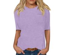 T-Shirt Donna Top Cerimonia Sportivo Camicette Estate Colorate Personalizzata Primavera Camicia Maniche Corte Elegante Stampa Magliette Manica Lunga Lavoro Palestra Donna 03-Light Purple L