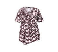 Ulla Popken T-Shirt, Herzen, Zipfelsaum, V-Ausschnitt, Halbarm, Nero, 56/58 IT Donna