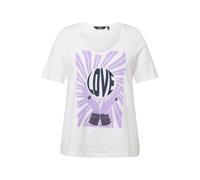 T-shirt donna Ulla Popken taglie forti paillettes classico scollo a V