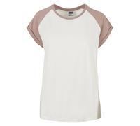 Urban Classics Ladies Contrast Raglan Tee Maglietta, Donna, Beige (Whitesand/Dusk Rose), L