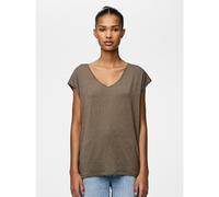T-shirt effetto brillante Beige M Tinta unita