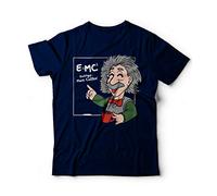 T-Shirt Einstein Teoria della Relatività e caffè Lavagna Maglietta Divertente caffè Energia (Blu, M)