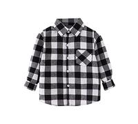 T Shirt Escavatore Giacca Plaid a maniche lunghe Button Down Shacket Baby Ragazzi Ragazze Top Coat Outwear T Shirt Ragazzi Scollo a V, bianco, 3-4 Anni
