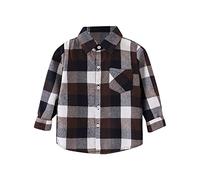 T Shirt Escavatore Giacca Plaid a maniche lunghe Button Down Shacket Baby Ragazzi Ragazze Top Coat Outwear T Shirt Ragazzi Scollo a V, marrone, 5-6 Anni