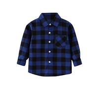 T Shirt Escavatore Giacca Plaid a maniche lunghe Button Down Shacket Baby Ragazzi Ragazze Top Coat Outwear T Shirt Ragazzi Scollo a V, Blu, 2-3 Anni