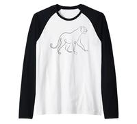 T-Shirt estetica One Line Leopard Drawing per Gli Amanti degli Animali Maglia con Maniche Raglan