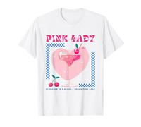 T-Shirt estetica Vintage Vintage con Cuore Cocktail Ciliegia retrò Maglietta