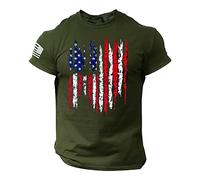 T-shirt estive vintage a maniche corte da uomo 4 luglio Giorno dell'indipendenza patriottica bandiera americana lavoro sport t-shirt uomo, verde, Nascita
