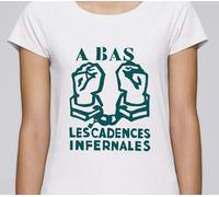 T-SHIRT F SERIGRAFATA A BAS LES CADENCES INFERNALES poster MAGGIO 68 maggio 1968