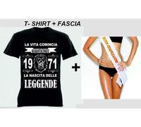 T-shirt + FASCIA uomo donna la vita comincia 45 anni 1971 leggende compleanno