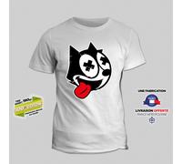 T-Shirt Felix The Dead Cat Il Gatto 100% Cotone Geek Retrò Divertimento Kitsch