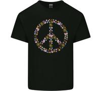 T-Shirt Floral Simbolo Della Pace Hippie Amore Bambini Ragazzi Ragazze