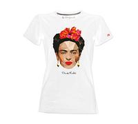 T-Shirt Frida Kahlo Ufficiale stilizzata Stile Poligonale - Maglietta Donna (Bianco, L)