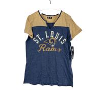 T-Shirt G-III Donna St. Louis Rams Tri-Blend Fireside S/S, Blu/Oro, Media