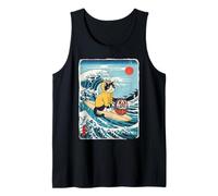 T-Shirt Giapponese Bruh Great Wave Cat Giappone retrò Canotta
