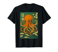 T-shirt giapponese con polpo e albero di ciliegio Maglietta