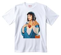 T-Shirt Girocollo 100% Cotone Special Edition Madonna Mia Wallace Film Pulp Tarantino Fiction (IT, Testo, S, Regular, Regular, Standard, Bianco)