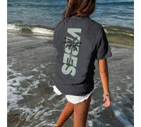 T-shirt girocollo a maniche corte con stampa di palme casual, adatta per ragazze e bambini in estate - motivo colorato, che porta gioia a ogni bambino! Abbigliamento per bambini, maglietta grafica per