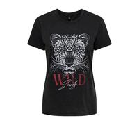 T-shirt girocollo con motivo Nero S Tinta unita