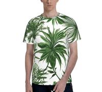 T-shirt girocollo da uomo a maniche corte con stampa di erbe e piante erbacee fiorite, elegante, casual, estate, varie occasioni da indossare, Nero , S