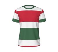 T-shirt girocollo da uomo con stampa bandiera dell'Ungheria, maniche corte in rete traspirante, maglietta casual, per corsa e palestra, Nero , XL