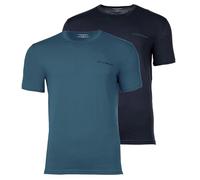 T-shirt girocollo da uomo in puro cotone, confezione da 2, blu, M