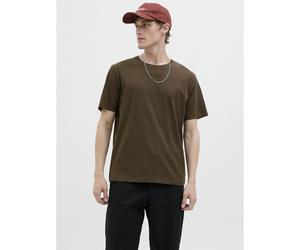 T-shirt girocollo in cotone bio Marrone XXL Tinta unita