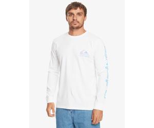 T-shirt girocollo in cotone LS da uomo Quiksilver ~ Logo Omni bianco