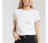 Tommy Hilfiger Donna T-Shirt Maniche Corte Heritage Scollo Rotondo, Bianco (Classic White), L