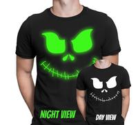 T-shirt Glow In The Dark Halloween Jack Face design horror per unisex #T416