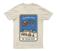 T-shirt grafica Adventure Awaits Sleigh Ride vacanze di Natale da uomo donna