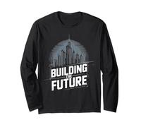 T-Shirt Grafica Building The Future Urban Skyline Maglia a Manica