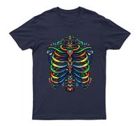 T-shirt grafica colorata Rib Cage Skeletal System Anatomy da uomo donna
