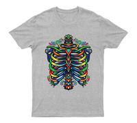 T-shirt grafica colorata Rib Cage Skeletal System Anatomy da uomo donna