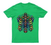T-shirt grafica colorata Rib Cage Skeletal System Anatomy da uomo donna