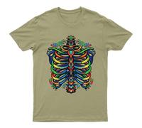 T-shirt grafica colorata Rib Cage Skeletal System Anatomy da uomo donna