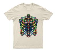 T-shirt grafica colorata Rib Cage Skeletal System Anatomy da uomo donna