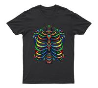 T-shirt grafica colorata Rib Cage Skeletal System Anatomy da uomo donna
