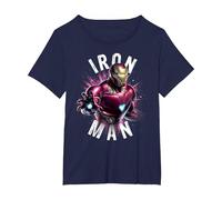 T-Shirt Grafica con Poster Marvel Avengers Endgame Iron Man Space Maglietta, Donna Plus-Size, Navy, 4X