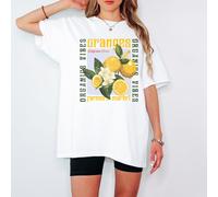 T-shirt grafica da donna arancione California agrumi cibo agrumi stile vintage