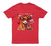 T-shirt grafica Highland Cow Valentine Love Hearts Animal da uomo donna