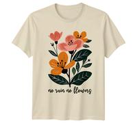 T-shirt grafica No Rain No Flowers natura floreale, maglietta botanica