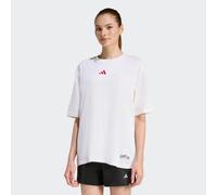 adidas performance - T-shirt oversize con piccola grafica ricamata bianco/puro rubino 2XL