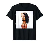 T-Shirt Grafica Ragazza Sexy - Modello Bikini Bruna w/Capelli Lunghi Maglietta
