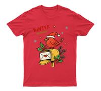 T-shirt grafica uomo donna cassetta postale Cardinal Bird Winter Messenger...